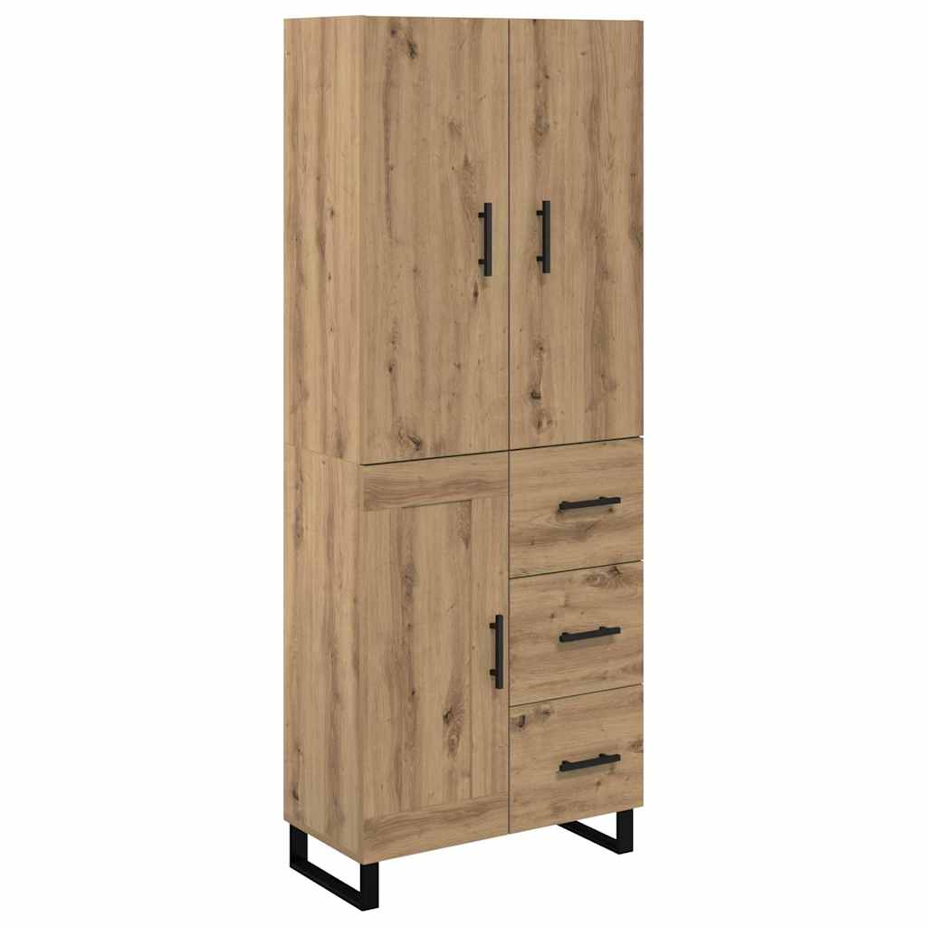 Hoge kast met lade 2 pcs Artisan Eiken Geengineerd Hout en Glas