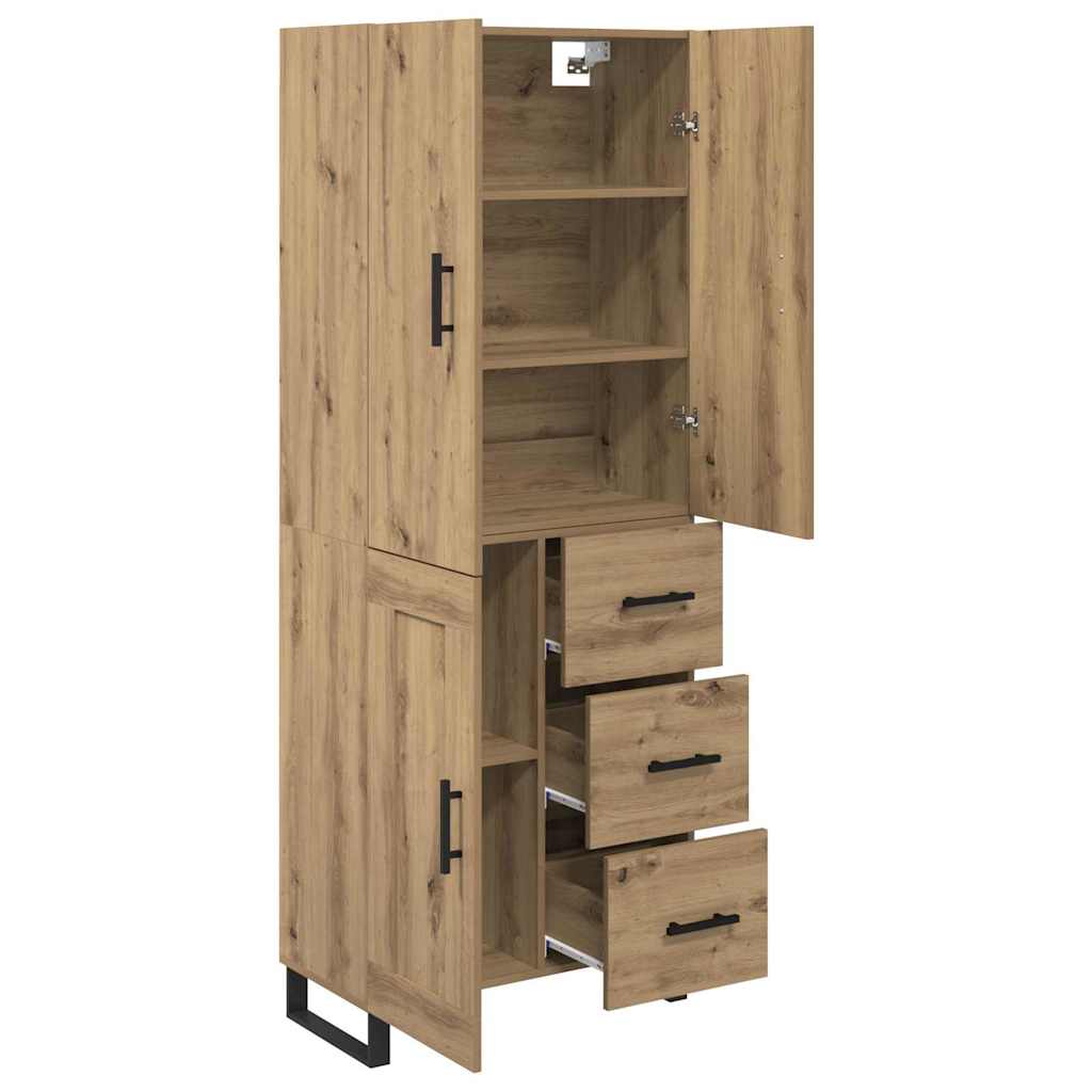 Hoge kast met lade 2 pcs Artisan Eiken Geengineerd Hout en Glas