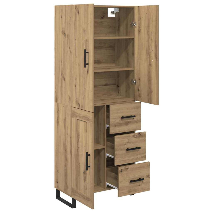 Hoge kast met lade 2 pcs Artisan Eiken Geengineerd Hout en Glas