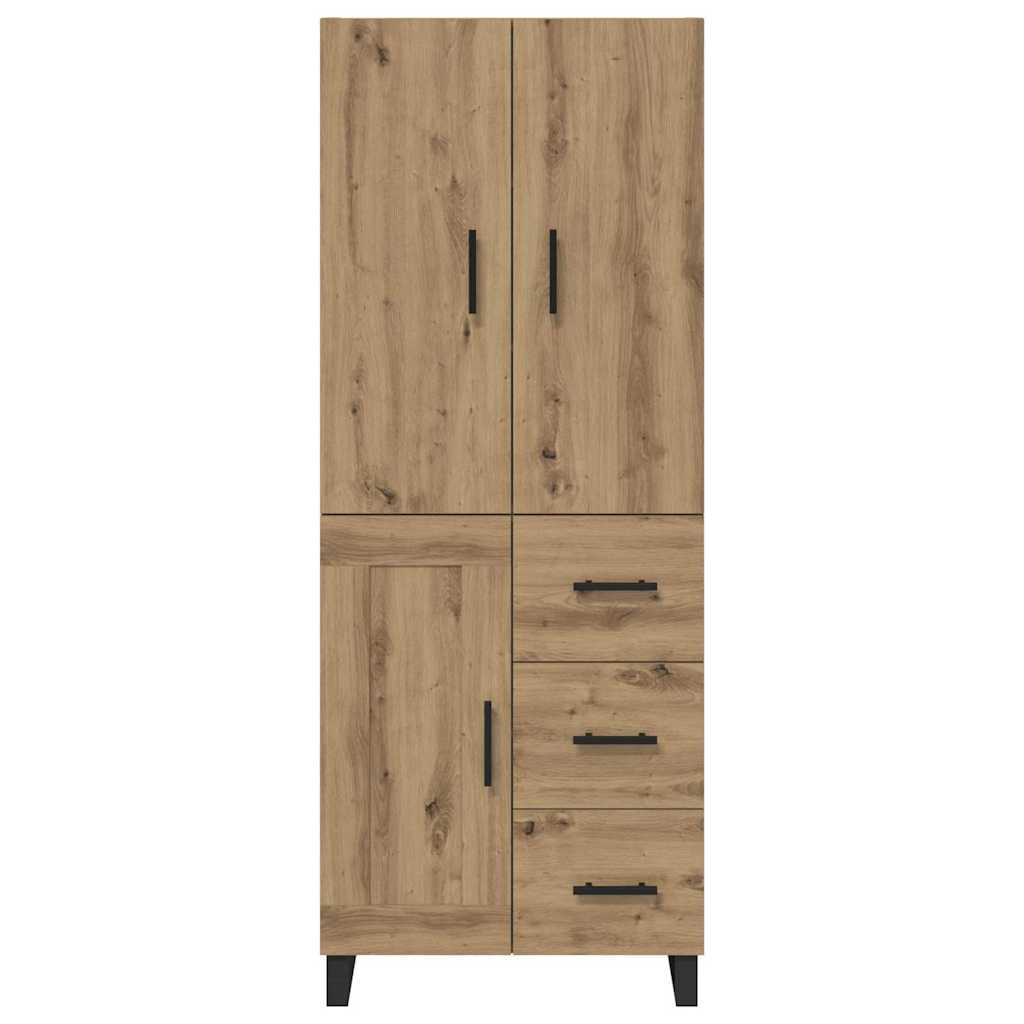 Hoge kast met lade 2 pcs Artisan Eiken Geengineerd Hout en Glas