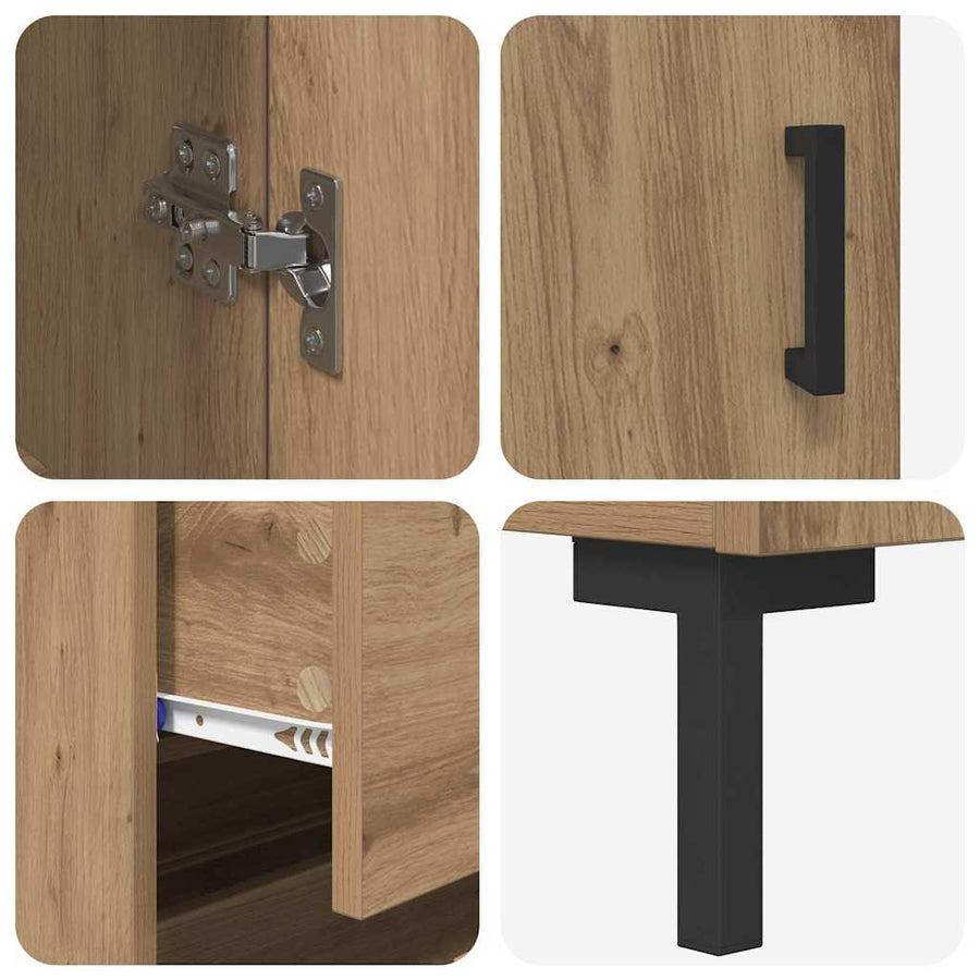 Hoge kast 2 pcs Artisan Eiken 69,5 x 34 x 180 cm Bewerkt hout