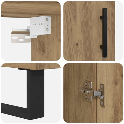 Hoge kast 2 pcs Artisan Eiken Geengineerd Hout en Glas
