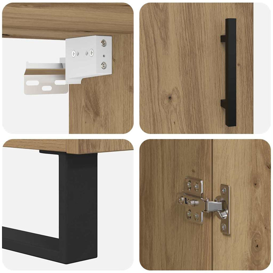 Hoge kast 2 pcs Artisan Eiken Geengineerd Hout en Glas
