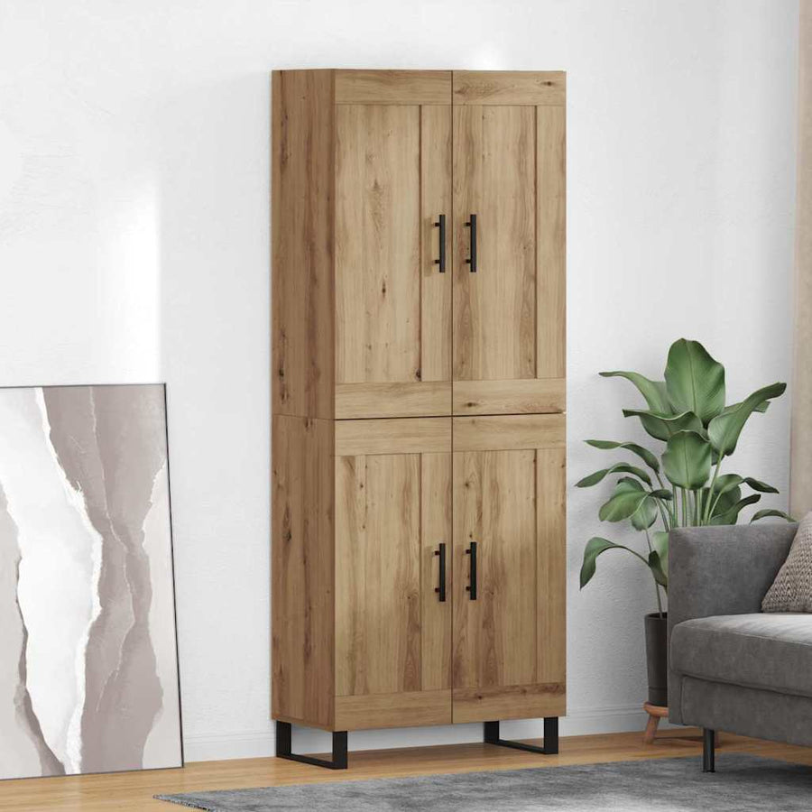 Hoge kast 2 pcs Artisan Eiken Geengineerd Hout en Glas