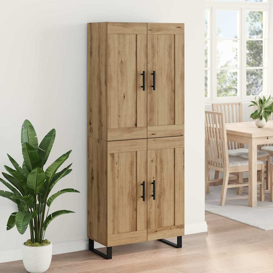 Hoge kast 2 pcs Artisan Eiken Geengineerd Hout en Glas