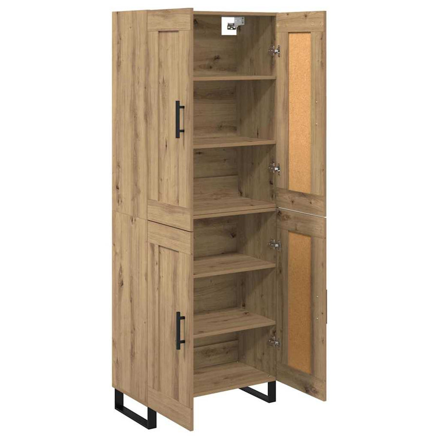 Hoge kast 2 pcs Artisan Eiken Geengineerd Hout en Glas