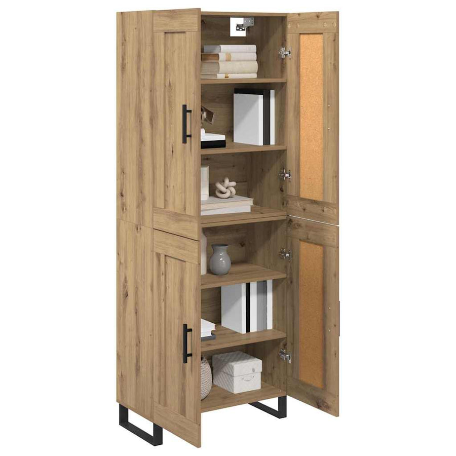 Hoge kast 2 pcs Artisan Eiken Geengineerd Hout en Glas