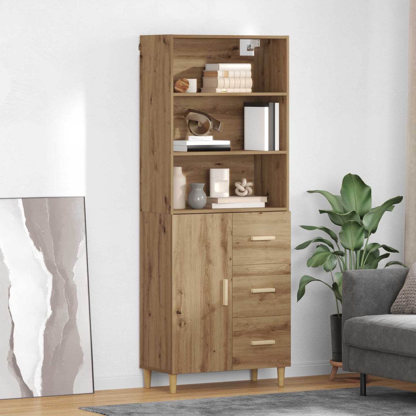 Hoge kast Artisan Eiken 69,5 x 32,5 x 180 cm Bewerkt hout