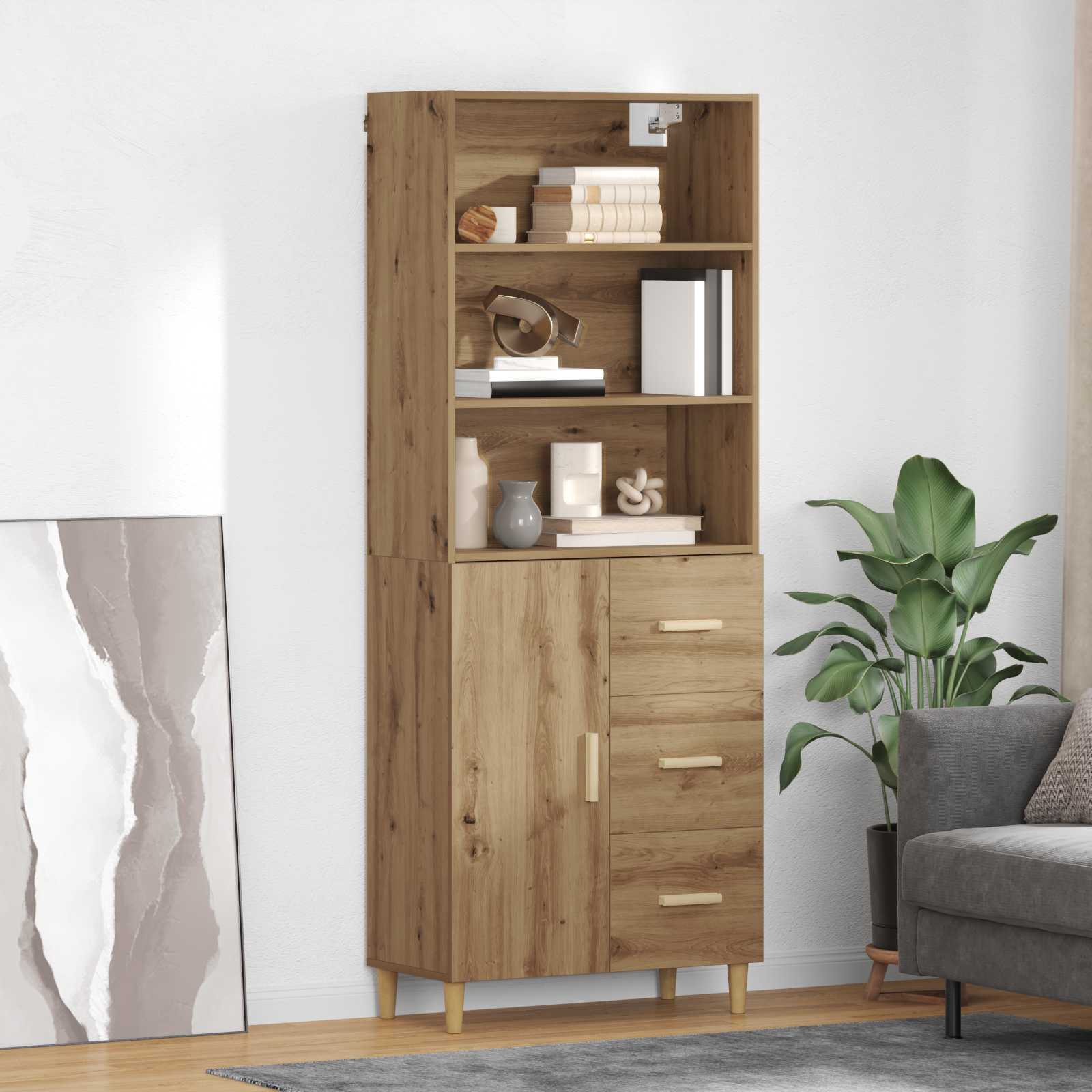 Hoge kast Artisan Eiken 69,5 x 32,5 x 180 cm Bewerkt hout
