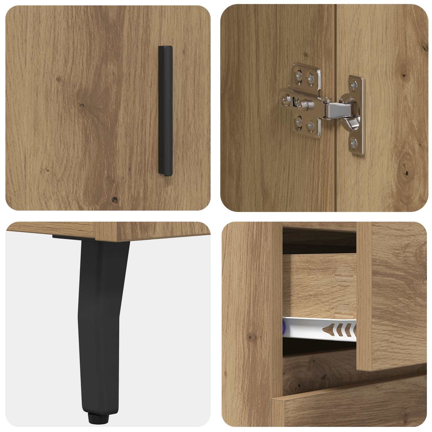 Hoge kast met lade 2 pcs Artisan Eiken Bewerkt hout