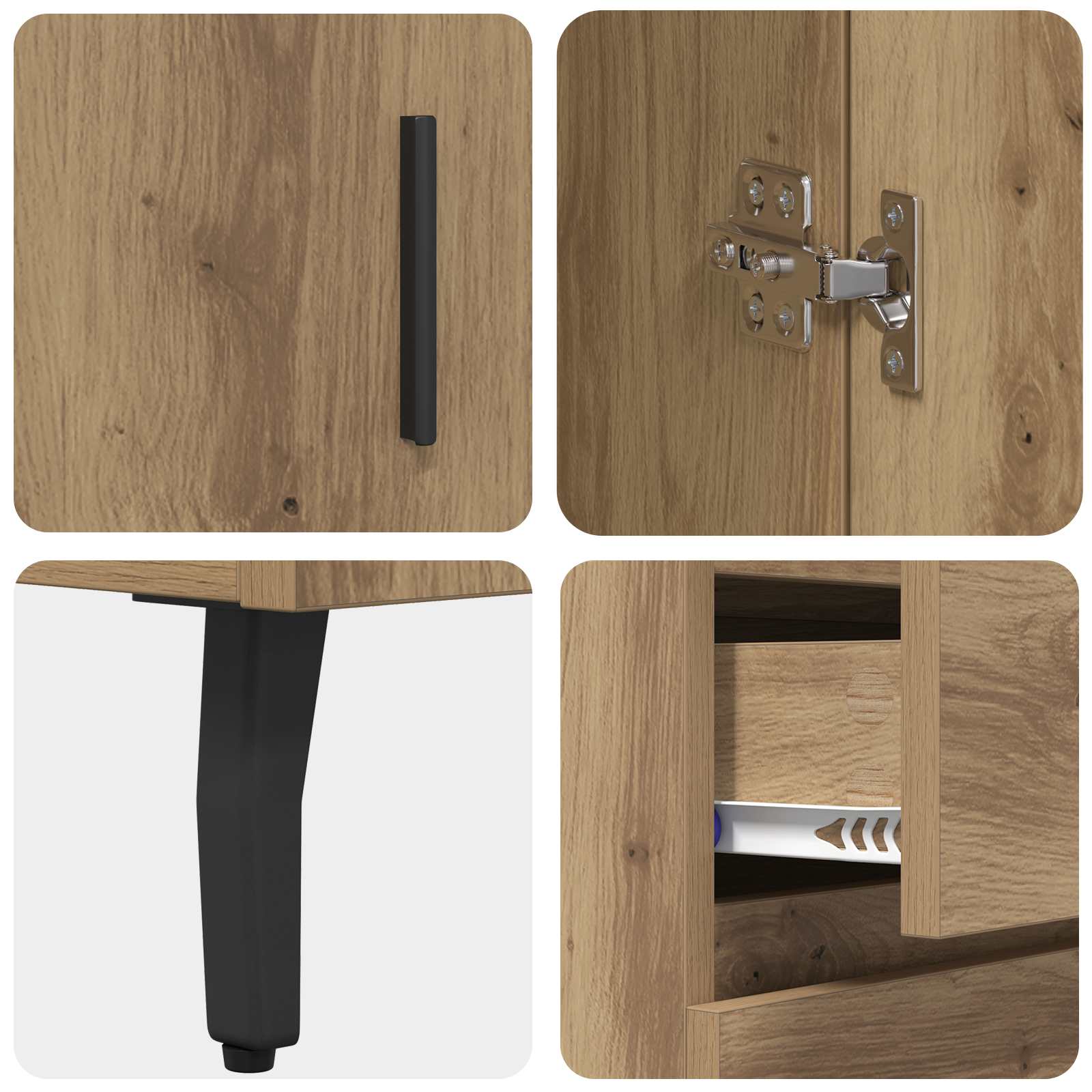 Hoge kast met lade 2 pcs Artisan Eiken Bewerkt hout