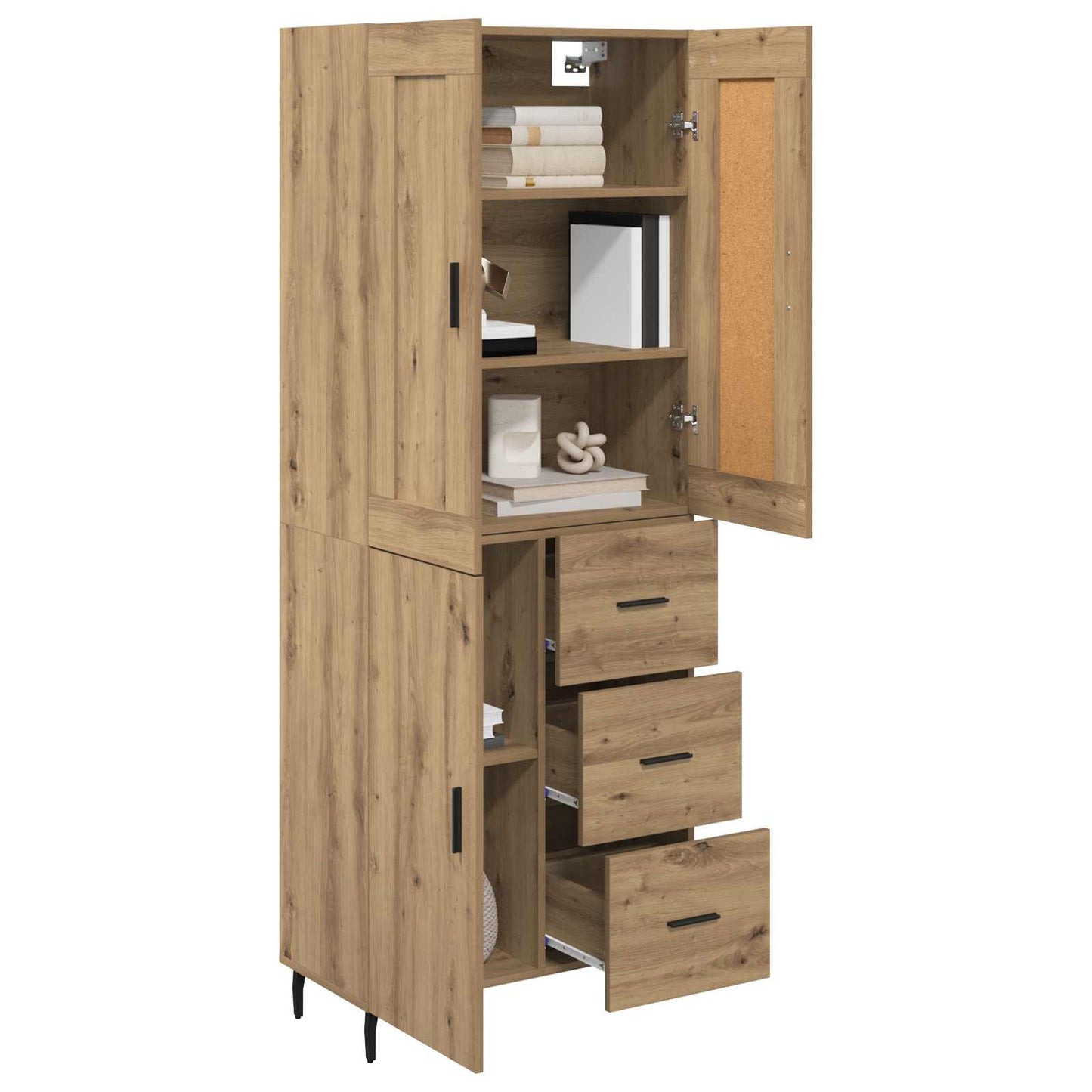 Hoge kast met lade 2 pcs Artisan Eiken Bewerkt hout