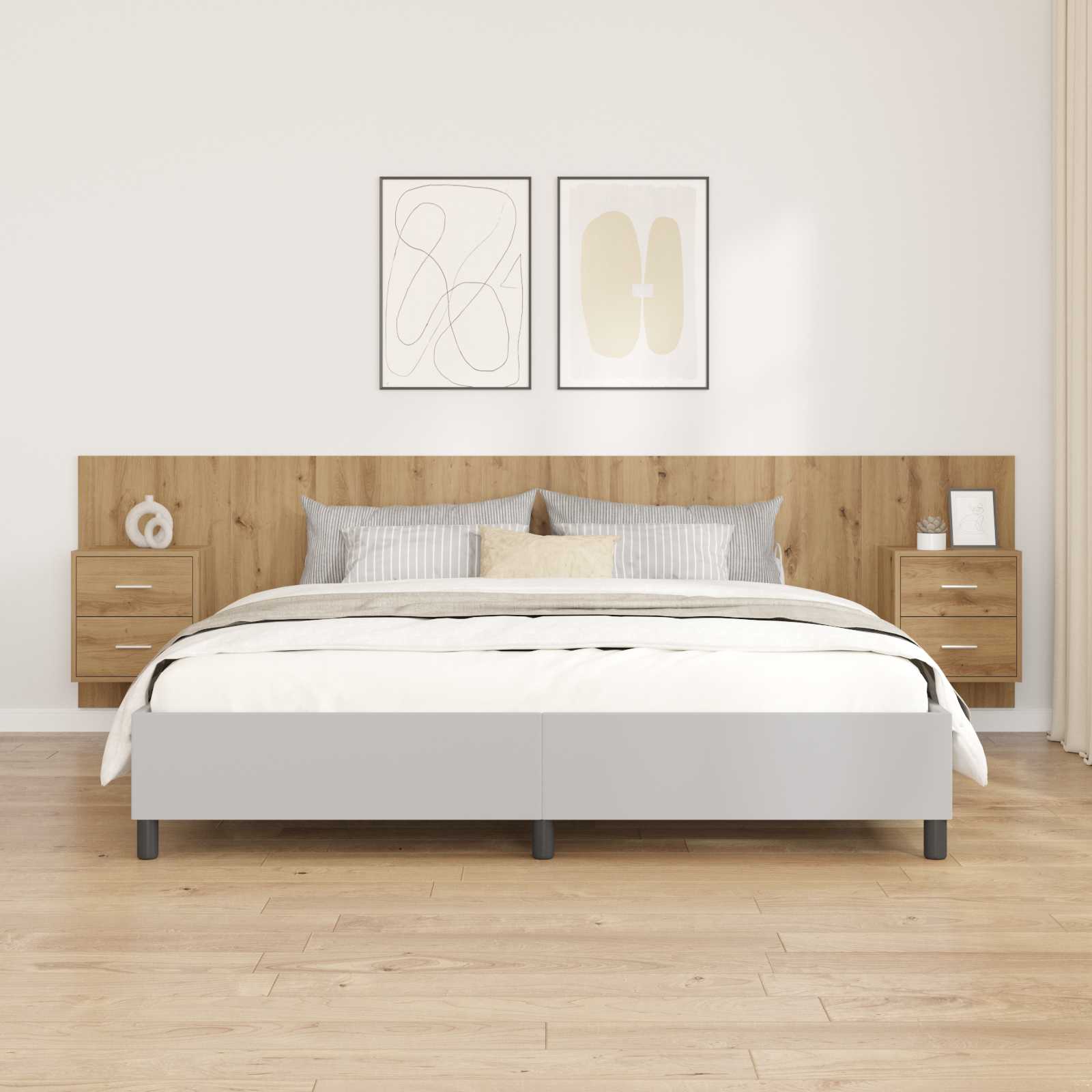 Hoofdbord Met Kast met lade 3 pcs Artisan Eiken Bewerkt hout