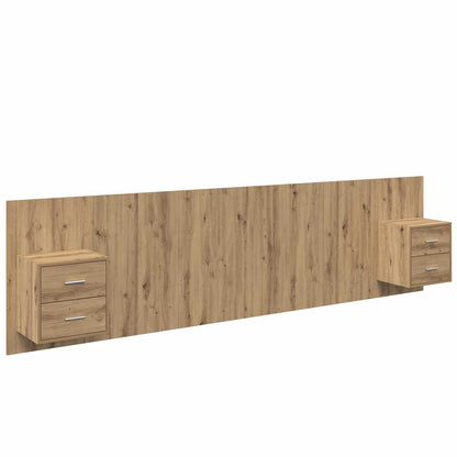 Hoofdbord Met Kast met lade 3 pcs Artisan Eiken Bewerkt hout