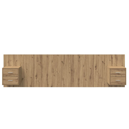 Hoofdbord Met Kast met lade 3 pcs Artisan Eiken Bewerkt hout