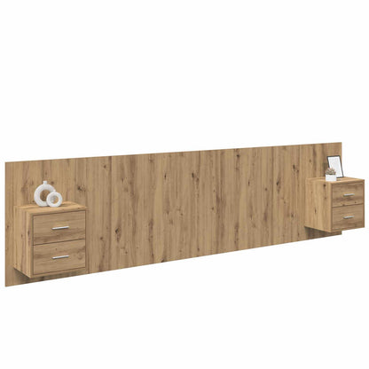 Hoofdbord Met Kast met lade 3 pcs Artisan Eiken Bewerkt hout