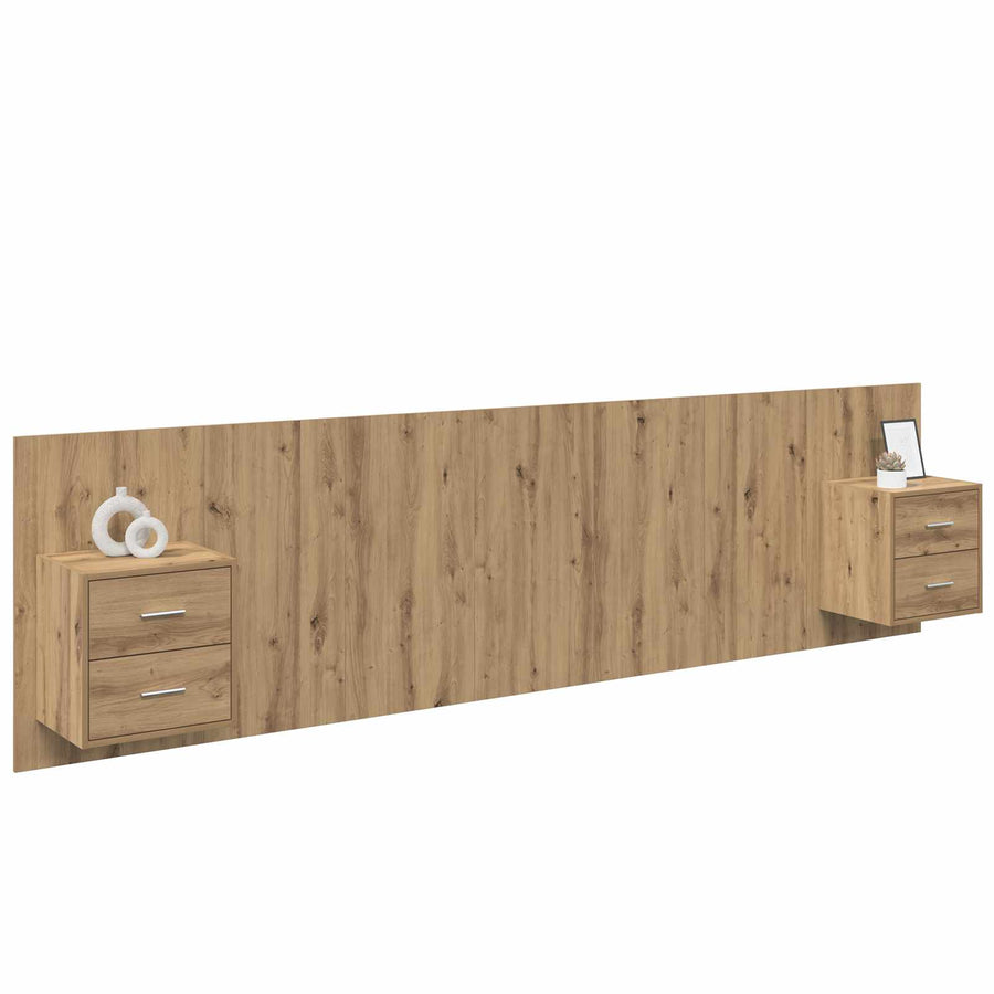 Hoofdbord Met Kast met lade 3 pcs Artisan Eiken Bewerkt hout