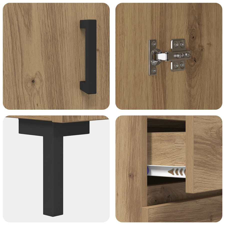 Highboard Artisan Eiken 69,5 x 34 x 180 cm Bewerkt hout