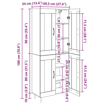 Hoge kast 2 st Artisan Eiken 69,5 x 34 x 180 cm Bewerkt hout