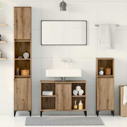 Badkamermeubelset met plank 3 pcs Artisan Eiken Bewerkt hout
