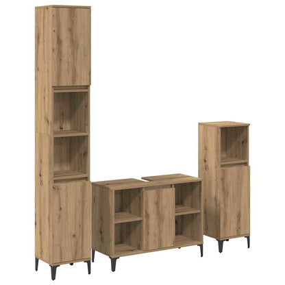 Badkamermeubelset met plank 3 pcs Artisan Eiken Bewerkt hout