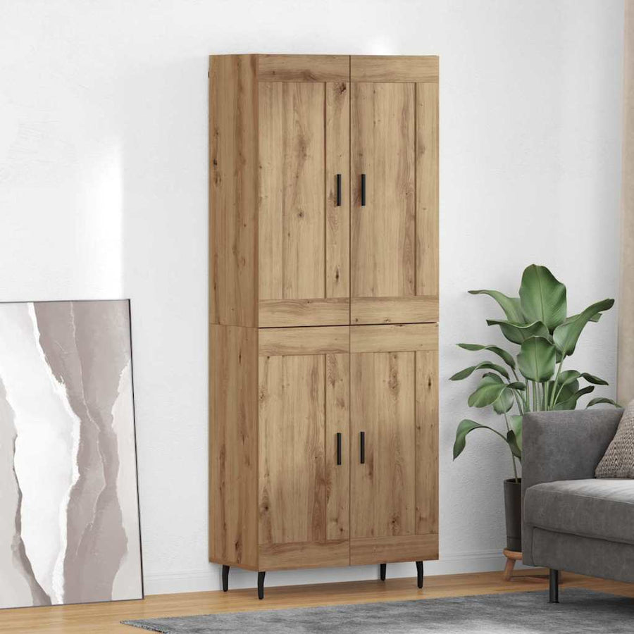 Hoge kast 2 pcs Artisan Eiken Geengineerd Hout en Glas