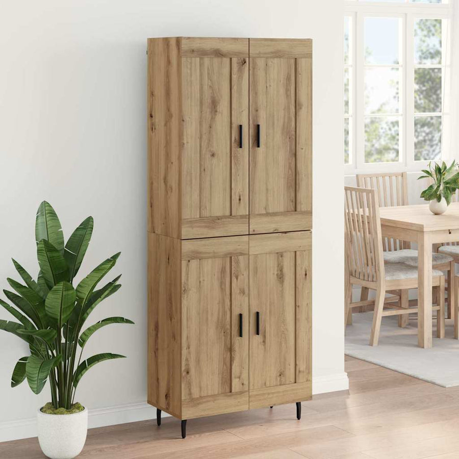 Hoge kast 2 pcs Artisan Eiken Geengineerd Hout en Glas