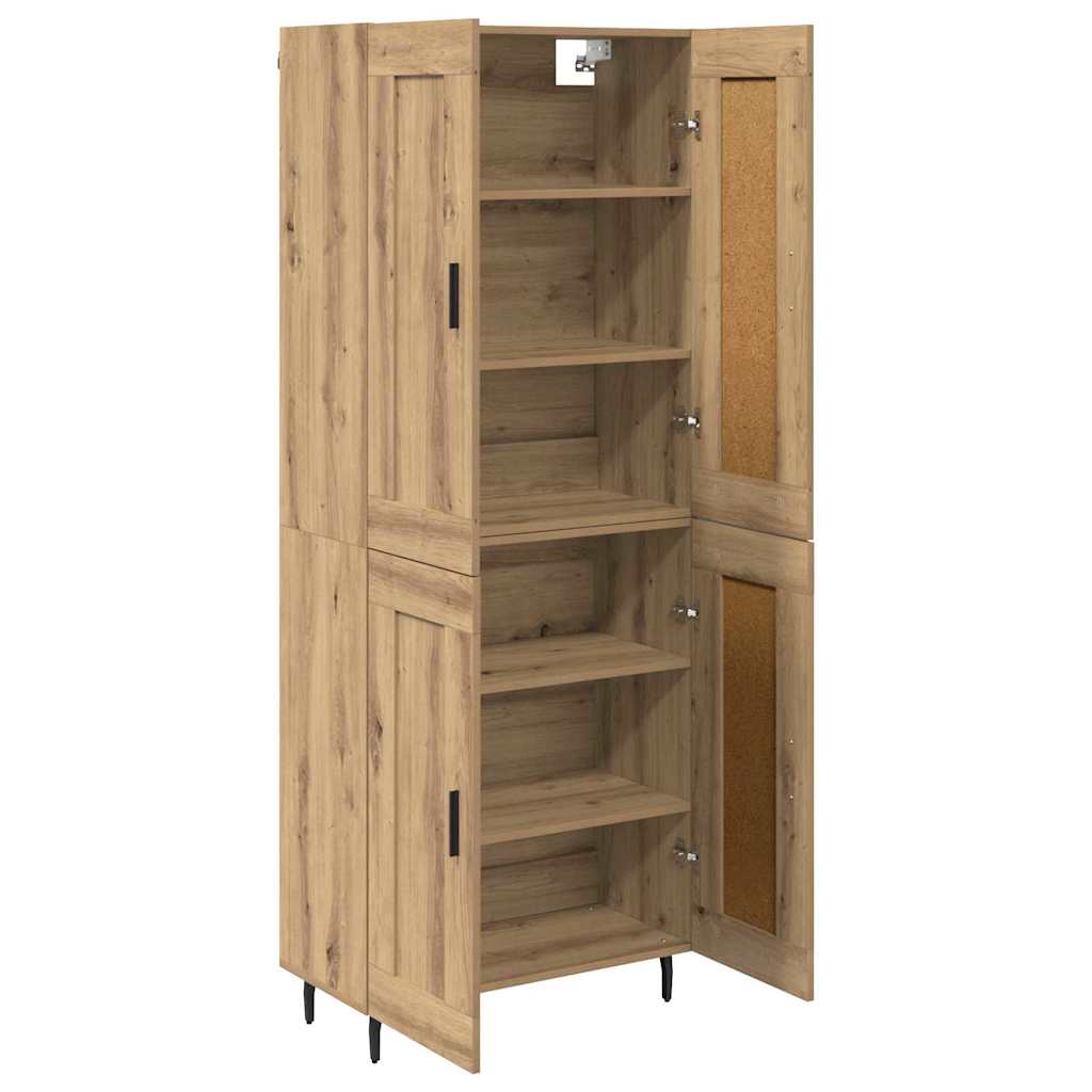 Hoge kast 2 pcs Artisan Eiken Geengineerd Hout en Glas