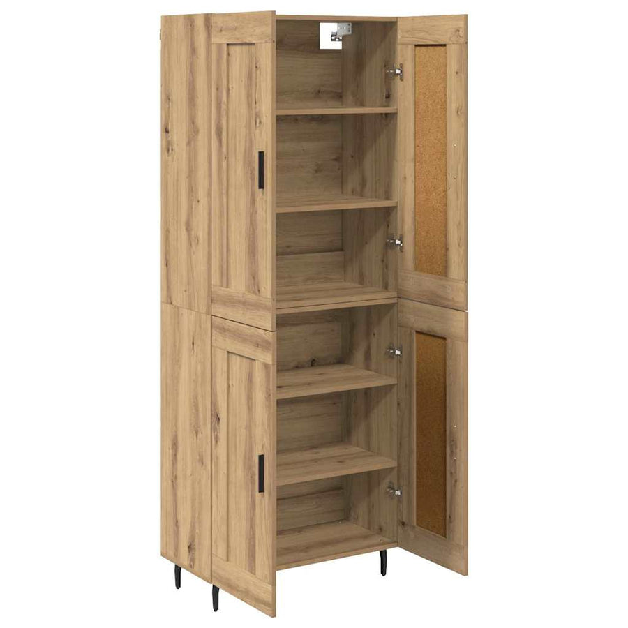 Hoge kast 2 pcs Artisan Eiken Geengineerd Hout en Glas