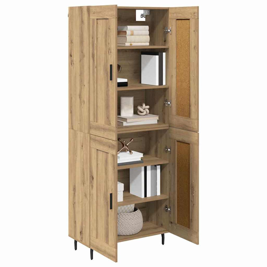 Hoge kast 2 pcs Artisan Eiken Geengineerd Hout en Glas
