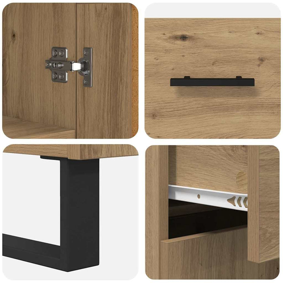 Hoge kast met lade 2 pcs Artisan Eiken Geengineerd Hout en Glas