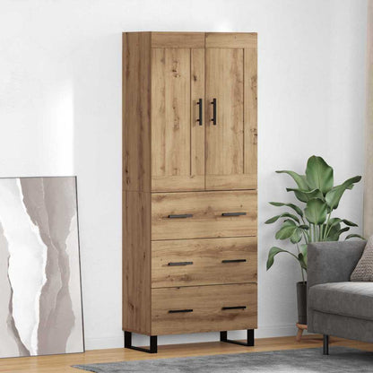 Hoge kast met lade 2 pcs Artisan Eiken Geengineerd Hout en Glas