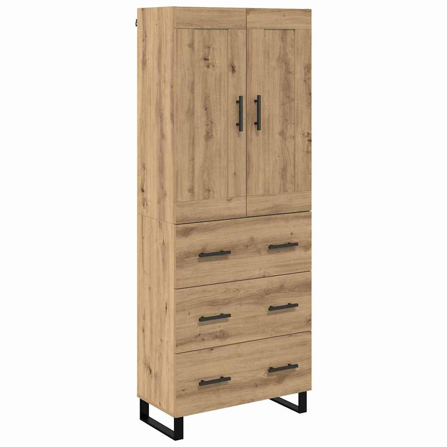 Hoge kast met lade 2 pcs Artisan Eiken Geengineerd Hout en Glas