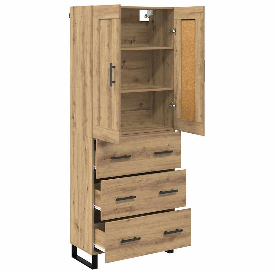 Hoge kast met lade 2 pcs Artisan Eiken Geengineerd Hout en Glas
