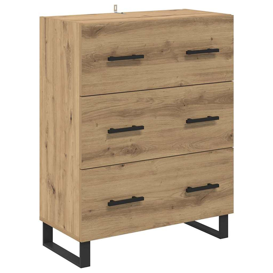 Hoge kast met lade 2 pcs Artisan Eiken Geengineerd Hout en Glas