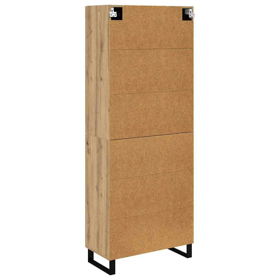 Hoge kast met lade 2 pcs Artisan Eiken Geengineerd Hout en Glas