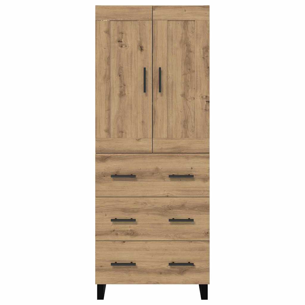 Hoge kast met lade 2 pcs Artisan Eiken Geengineerd Hout en Glas