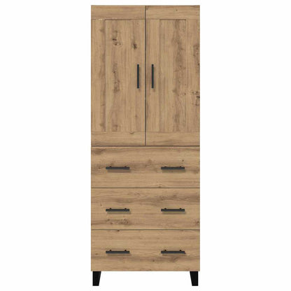 Hoge kast met lade 2 pcs Artisan Eiken Geengineerd Hout en Glas