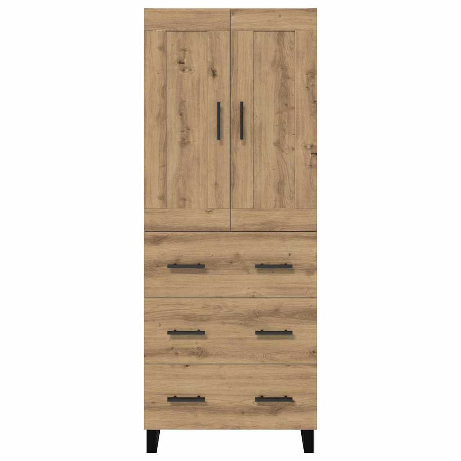 Hoge kast met lade 2 pcs Artisan Eiken Geengineerd Hout en Glas