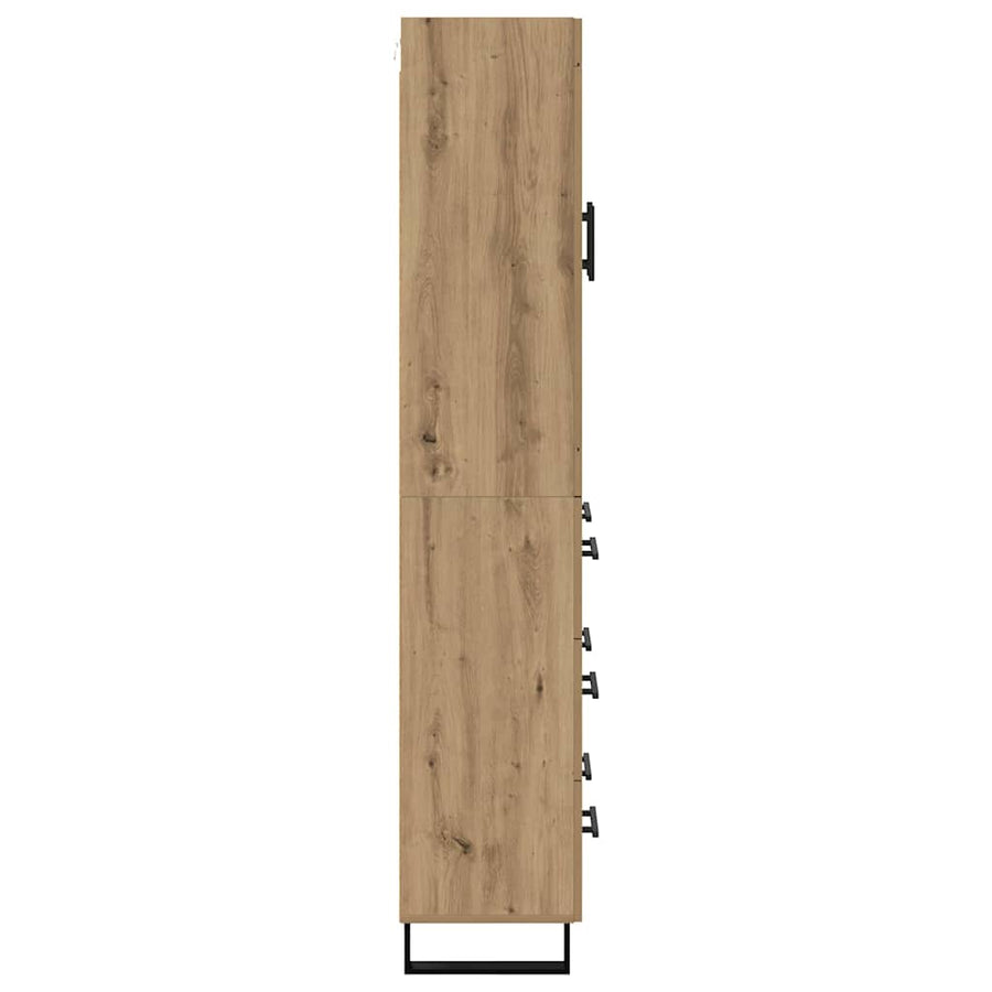 Hoge kast met lade 2 pcs Artisan Eiken Geengineerd Hout en Glas