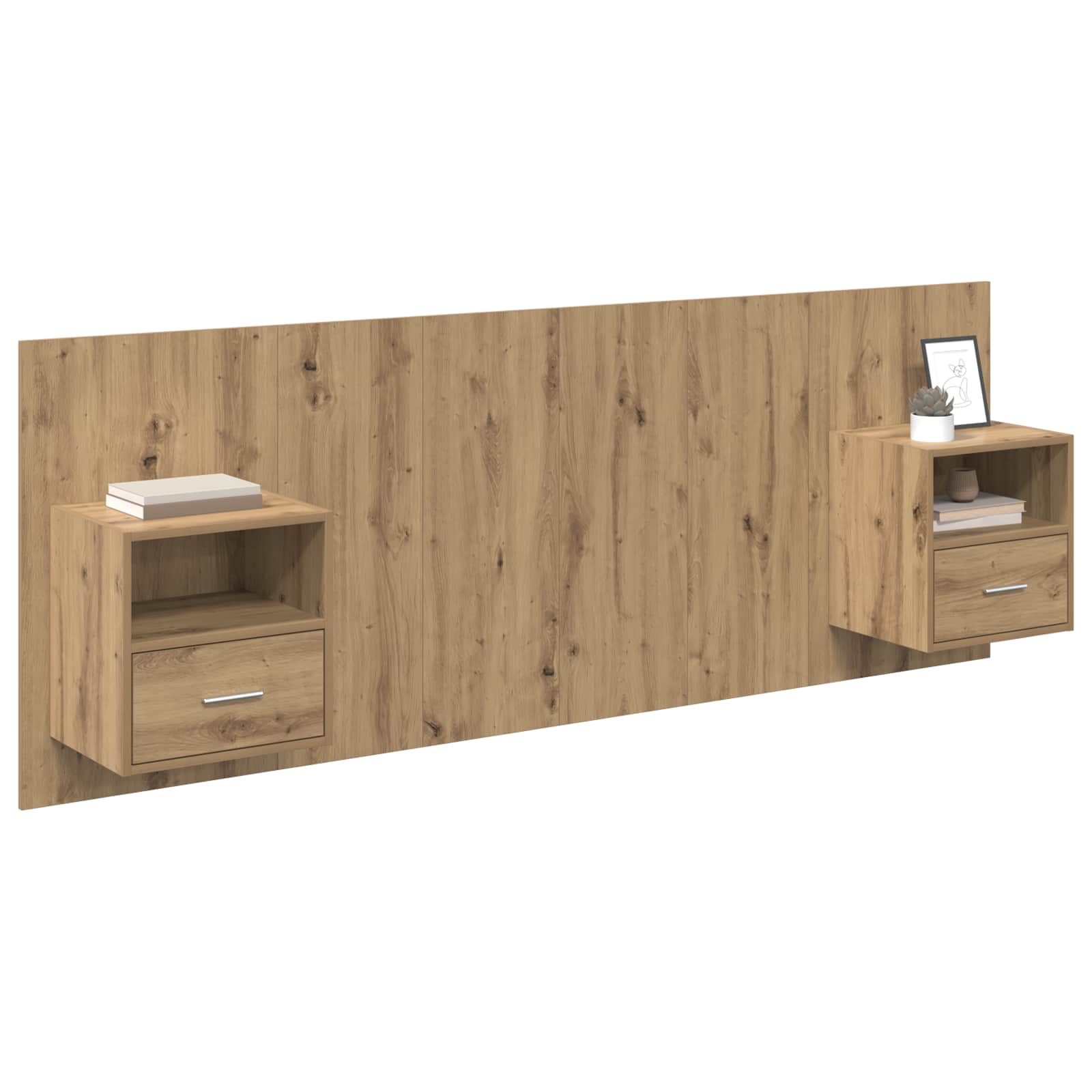Hoofdbord Met Kast met lade 3 pcs Artisan Eiken Bewerkt hout