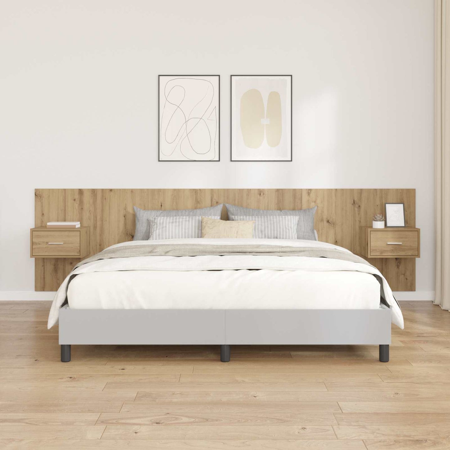 Hoofdbord Met Kast met lade 3 pcs Artisan Eiken Bewerkt hout