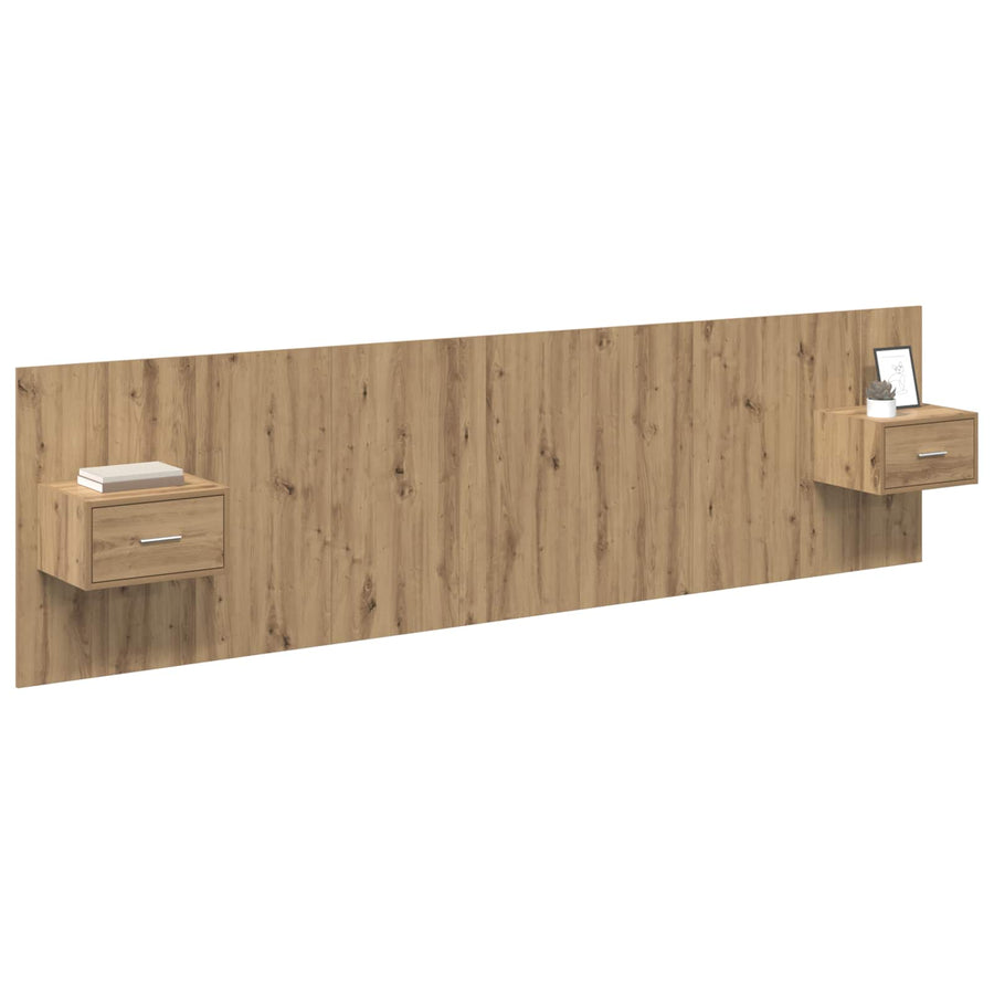 Hoofdbord Met Kast met lade 3 pcs Artisan Eiken Bewerkt hout