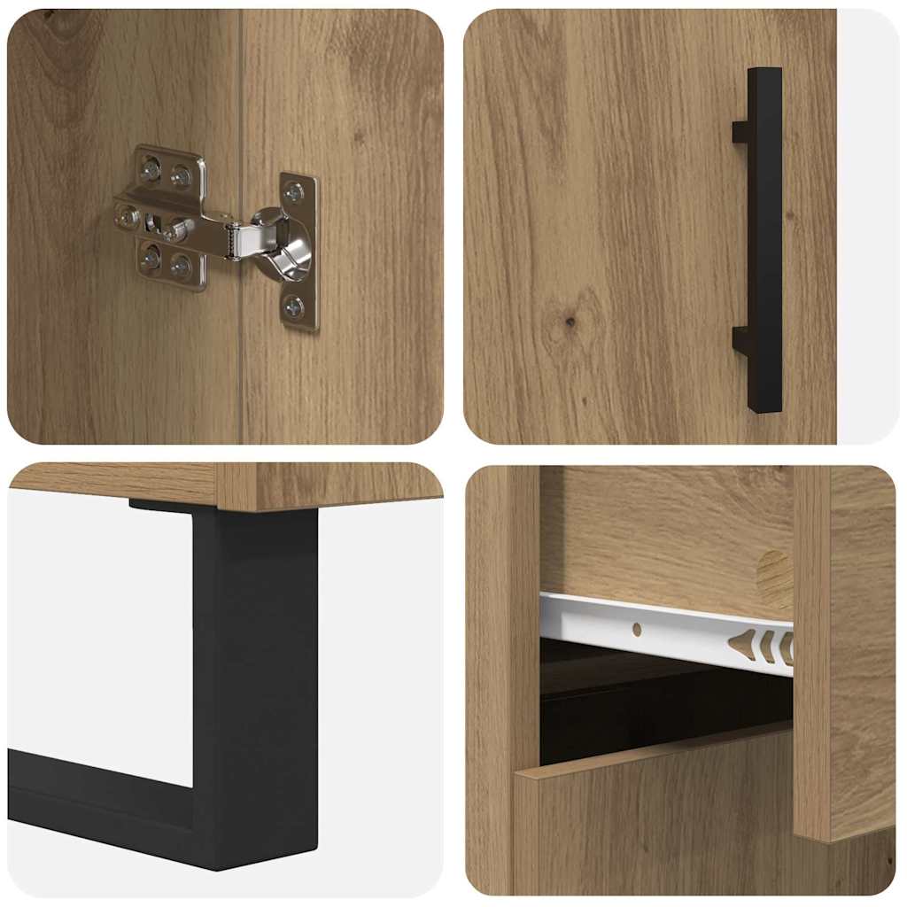 Hoge kast met lade 2 pcs Artisan Eiken Geengineerd Hout en Glas