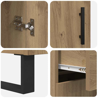 Hoge kast met lade 2 pcs Artisan Eiken Geengineerd Hout en Glas