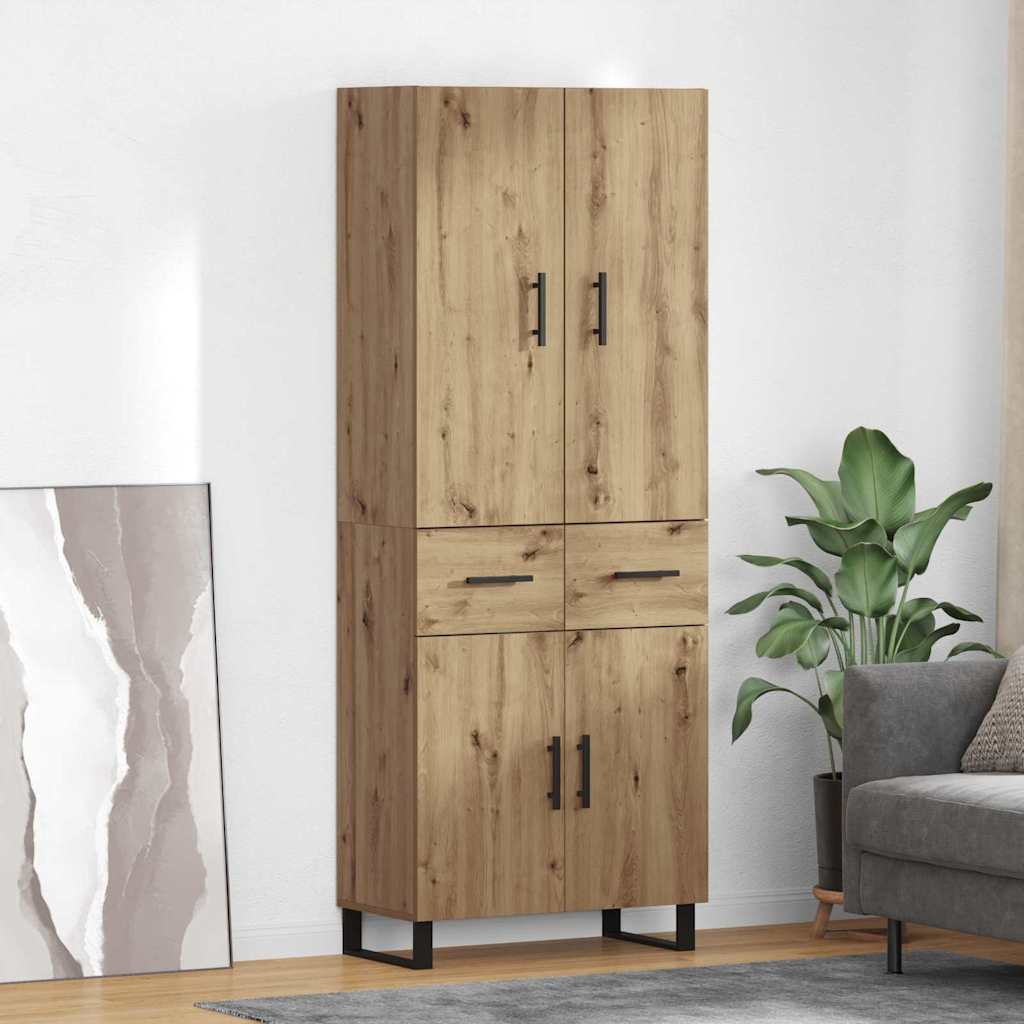 Hoge kast met lade 2 pcs Artisan Eiken Geengineerd Hout en Glas