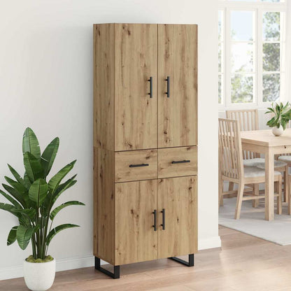 Hoge kast met lade 2 pcs Artisan Eiken Geengineerd Hout en Glas