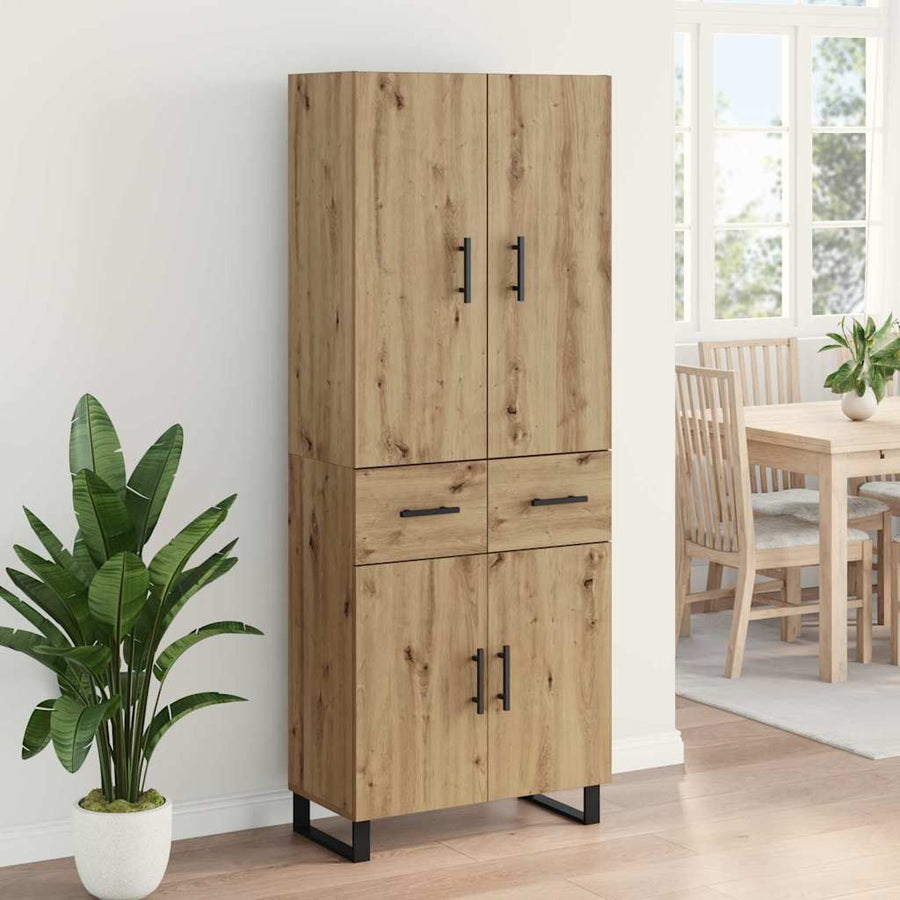 Hoge kast met lade 2 pcs Artisan Eiken Geengineerd Hout en Glas