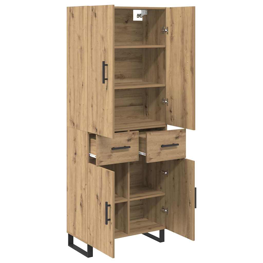 Hoge kast met lade 2 pcs Artisan Eiken Geengineerd Hout en Glas