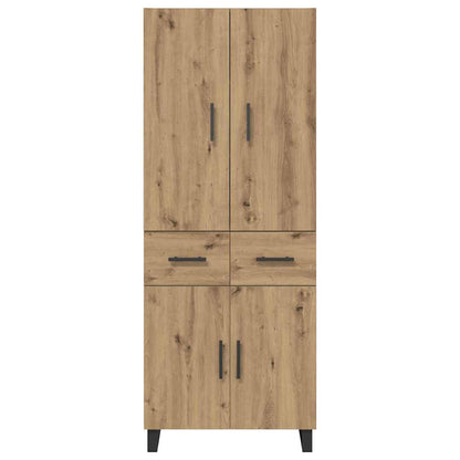 Hoge kast met lade 2 pcs Artisan Eiken Geengineerd Hout en Glas